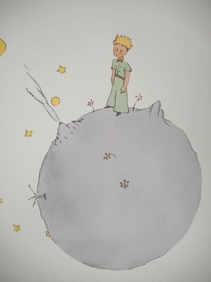 Antoine DE SAINT EXUPERY : Le Petit Prince sur l'astéroïde - Lithographie