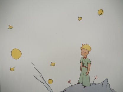 Antoine DE SAINT EXUPERY : Le Petit Prince sur l'astéroïde - Lithographie