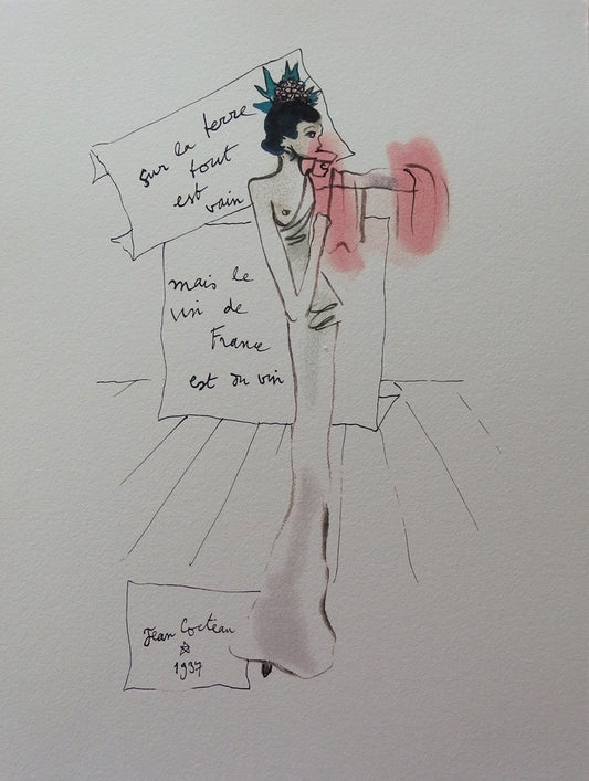 Jean COCTEAU : Vin de France - Lithographie signée