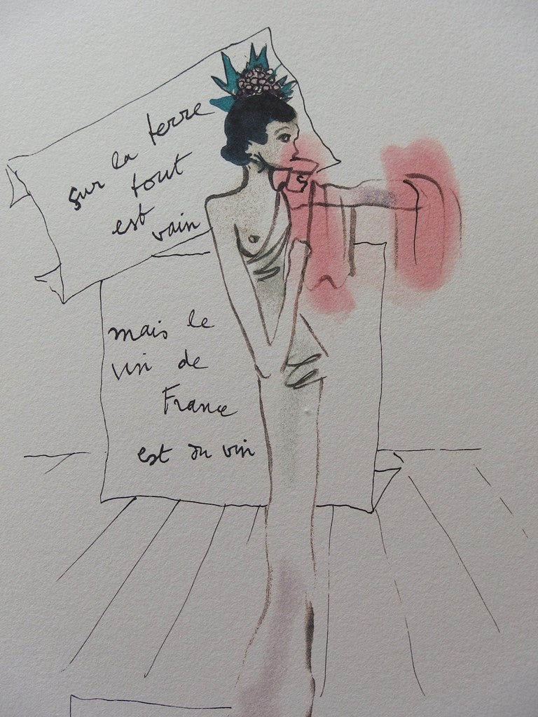 Jean COCTEAU : Vin de France - Lithographie signée