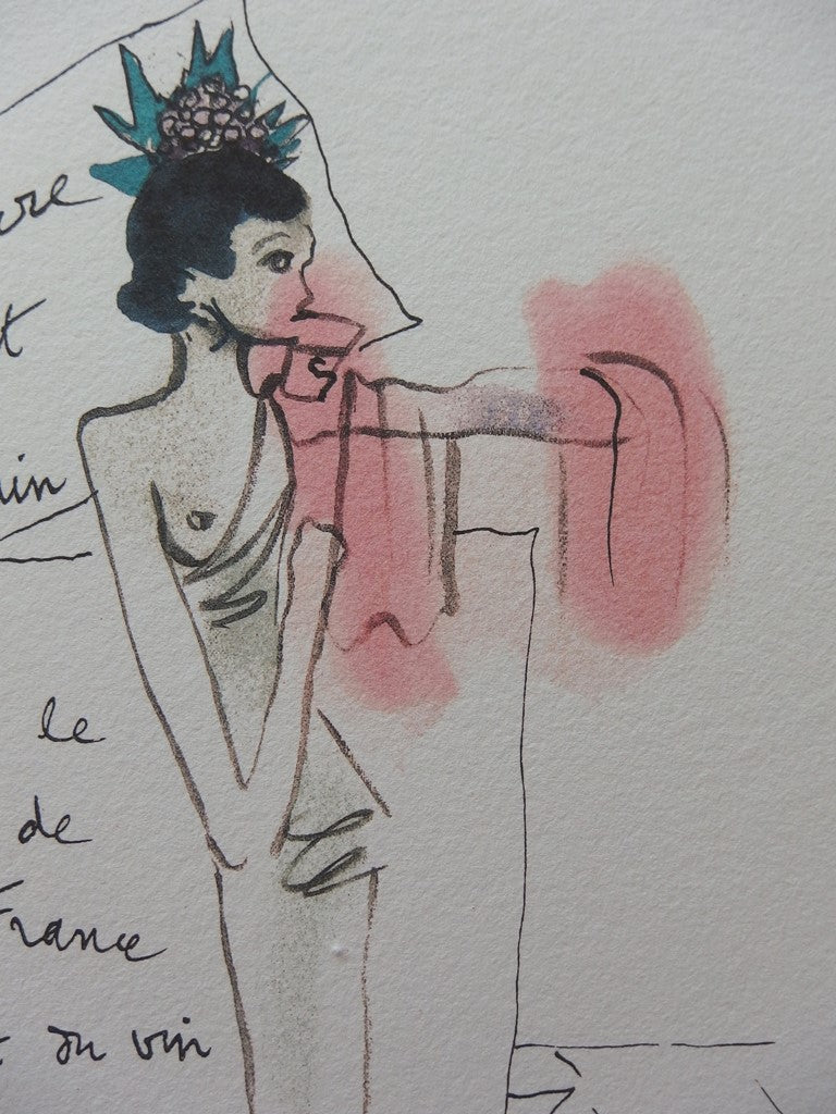 Jean COCTEAU : Vin de France - Lithographie signée