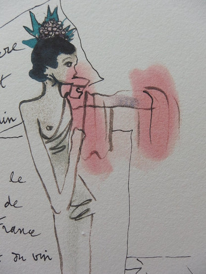 Jean COCTEAU : Vin de France - Lithographie signée