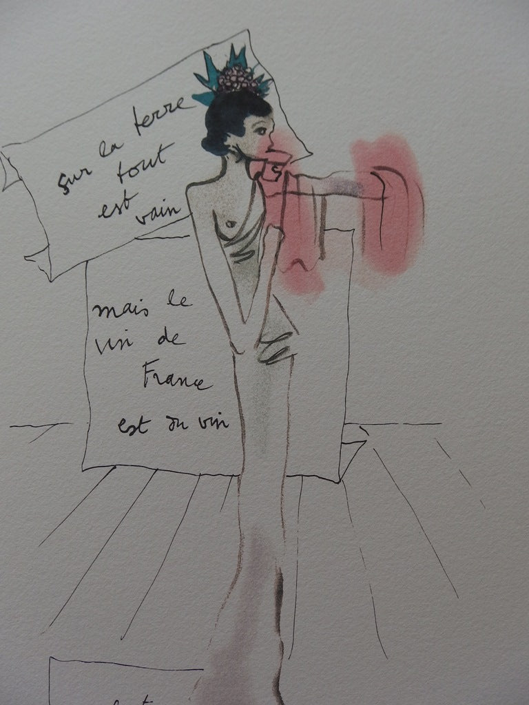 Jean COCTEAU : Vin de France - Lithographie signée