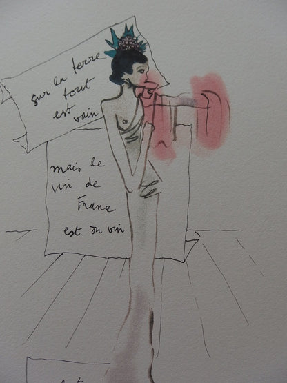 Jean COCTEAU : Vin de France - Lithographie signée