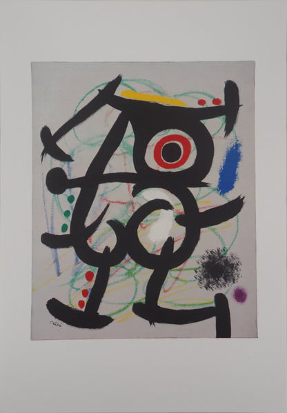 Joan MIRO : Femme surréaliste et oiseau - Lithographie signée