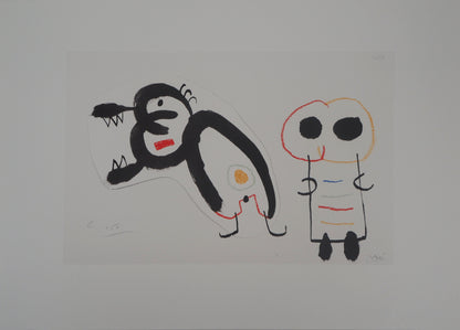 Joan MIRO : Petite fille et son chien - Lithographie signée