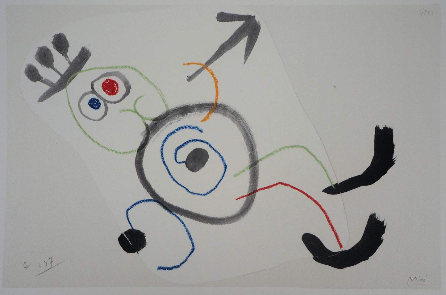 Joan MIRO : Personnage surréaliste - Lithographie signée