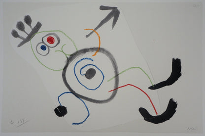 Joan MIRO : Personnage surréaliste - Lithographie signée