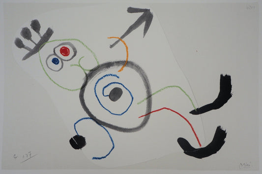 Joan MIRO : Personnage surréaliste - Lithographie signée