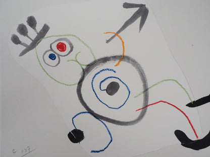 Joan MIRO : Personnage surréaliste - Lithographie signée