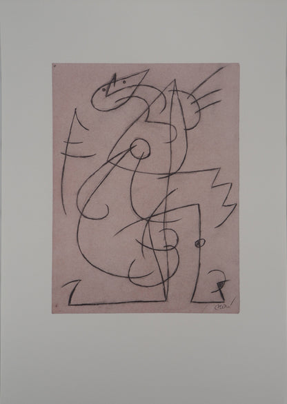 Joan MIRO : Personnage surréaliste - Lithographie signée