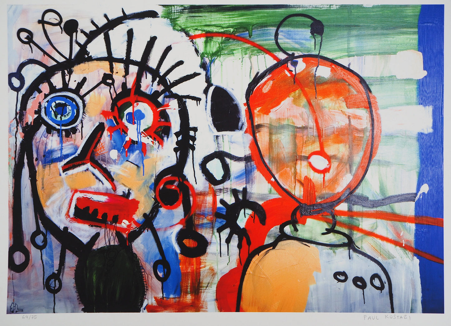 Paul KOSTABI : Femme et son ami le robot - Giclée originale signée