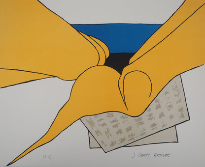 Joan GARDY ARTIGAS : Antillaise en journal sur la plage - Lithographie originale signée