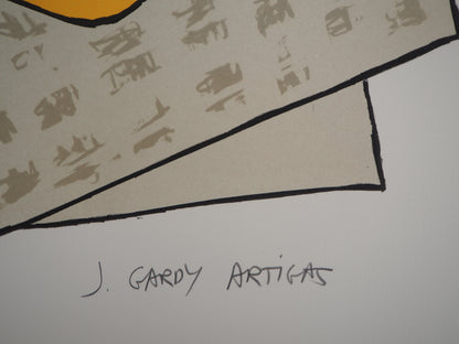 Joan GARDY ARTIGAS : Antillaise en journal sur la plage - Lithographie originale signée