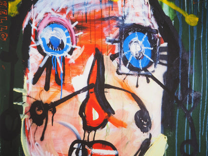 Paul KOSTABI : Portrait de femme aux yeux bleus - Giclée originale signée