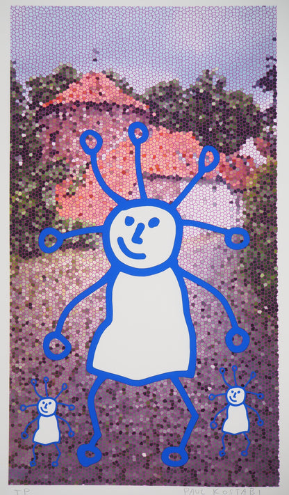 Paul KOSTABI : Mère et ses enfants - Giclée originale signée