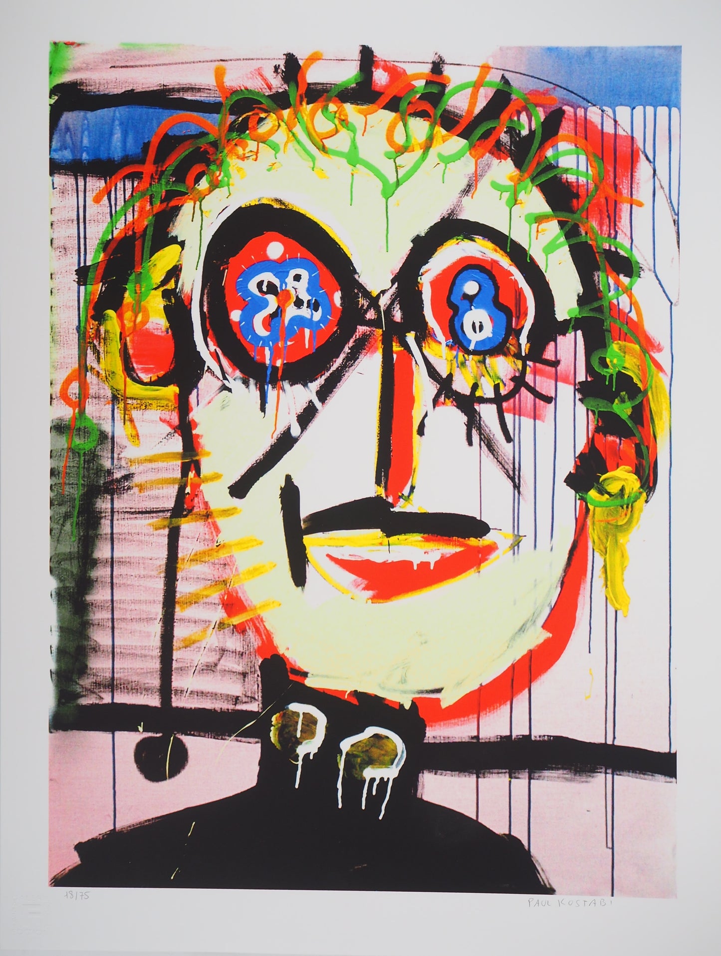 Paul KOSTABI : Portrait d'homme - Giclée originale signée