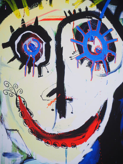 Paul KOSTABI : Portrait souriant - Giclée originale signée