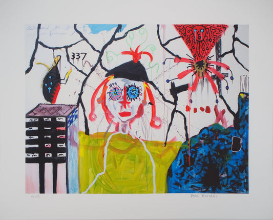 Paul KOSTABI : Femme aux cheveux roses - Giclée originale signée