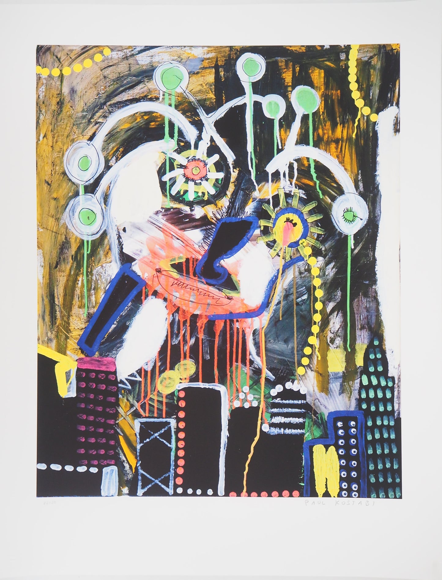 Paul KOSTABI : Monstre destructeur - Giclée originale signée