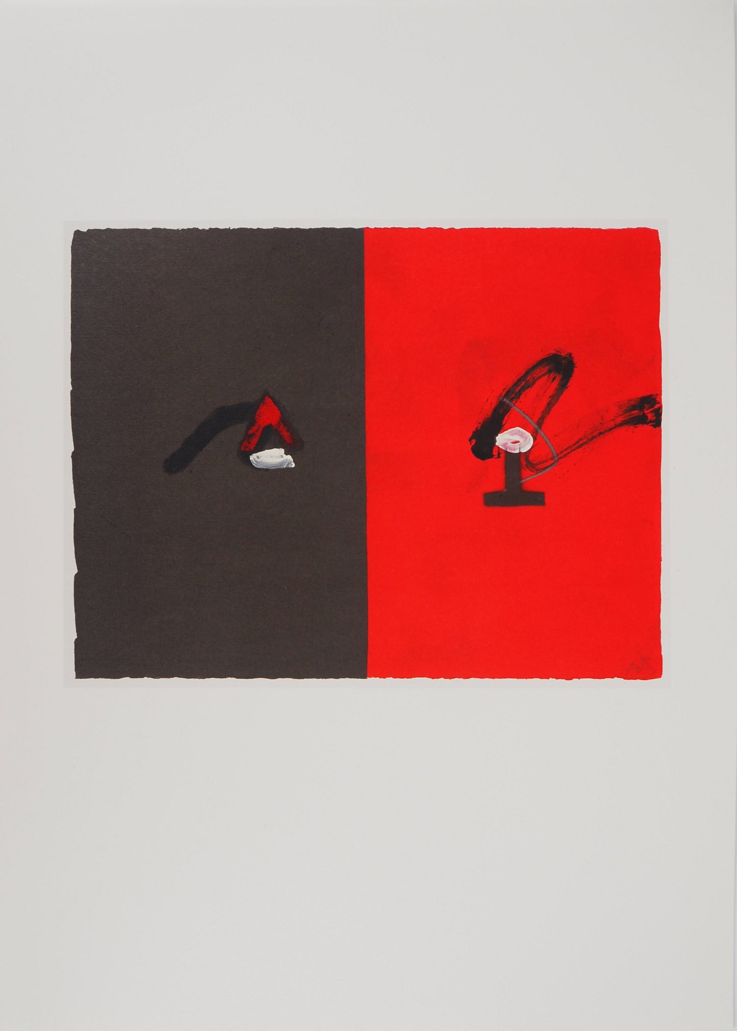 Antoni TAPIES : Rouge et noir - Lithographie signée
