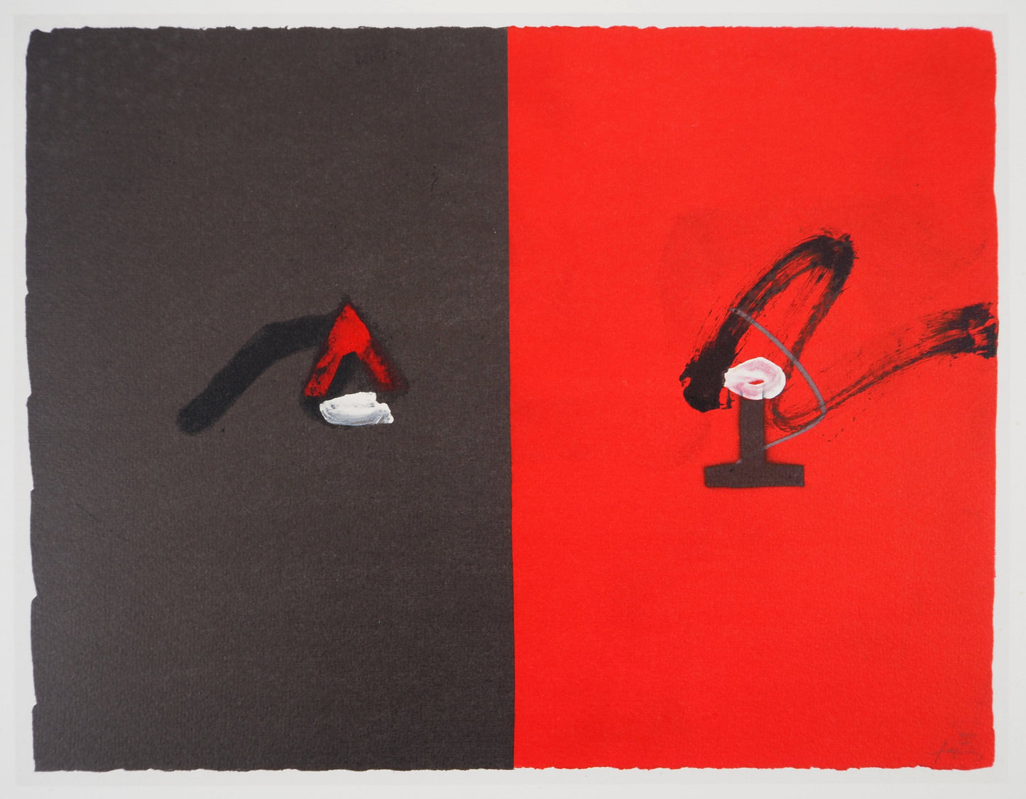 Antoni TAPIES : Rouge et noir - Lithographie signée