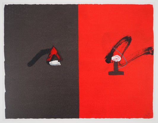 Antoni TAPIES : Rouge et noir - Lithographie signée