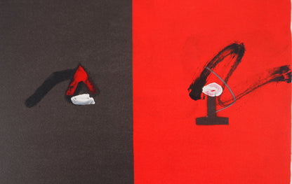 Antoni TAPIES : Rouge et noir - Lithographie signée