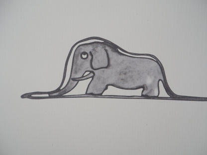 Antoine DE SAINT EXUPERY : Le Petit Prince, un éléphant dans un chapeau - Lithographie