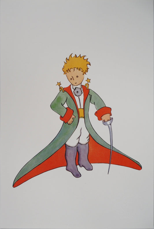 Antoine DE SAINT EXUPERY : Le Petit Prince en costume - Lithographie