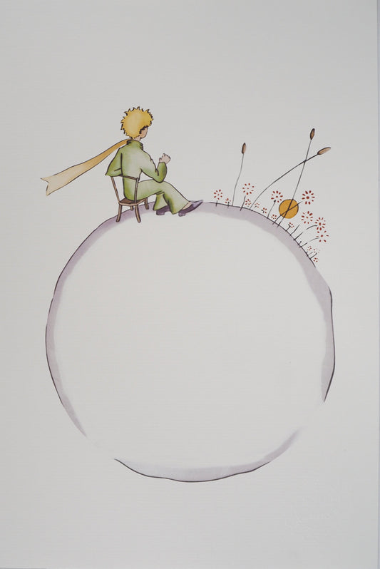 Antoine DE SAINT EXUPERY : Le Petit Prince sur la planète fleurie - Lithographie