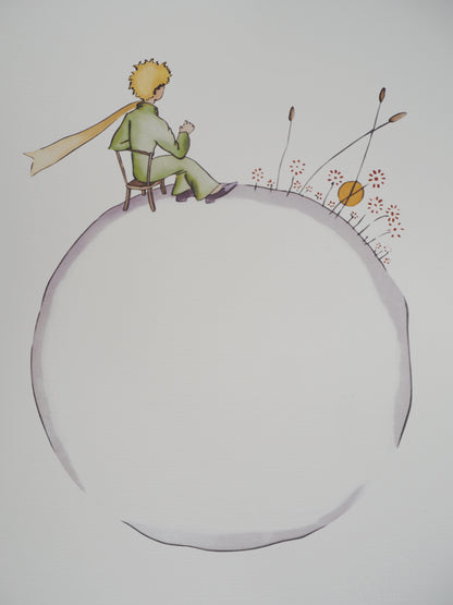 Antoine DE SAINT EXUPERY : Le Petit Prince sur la planète fleurie - Lithographie