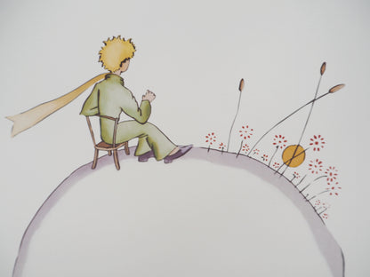 Antoine DE SAINT EXUPERY : Le Petit Prince sur la planète fleurie - Lithographie