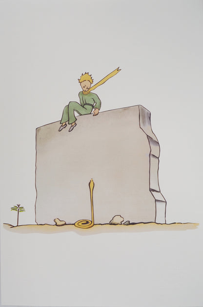 Antoine DE SAINT EXUPERY : Le Petit Prince et la tentation du serpent - Lithographie