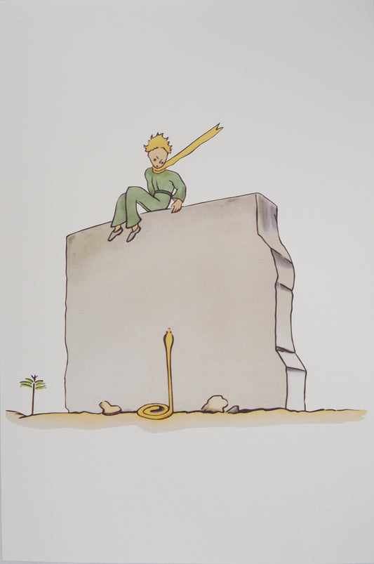 Antoine DE SAINT EXUPERY : Le Petit Prince et la tentation du serpent - Lithographie