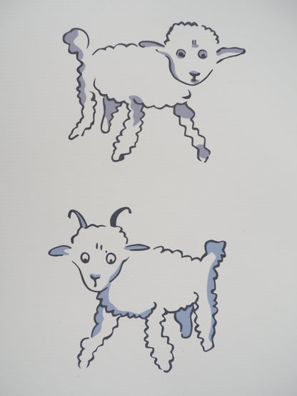 Antoine DE SAINT EXUPERY : Le Petit Prince et les moutons - Lithographie