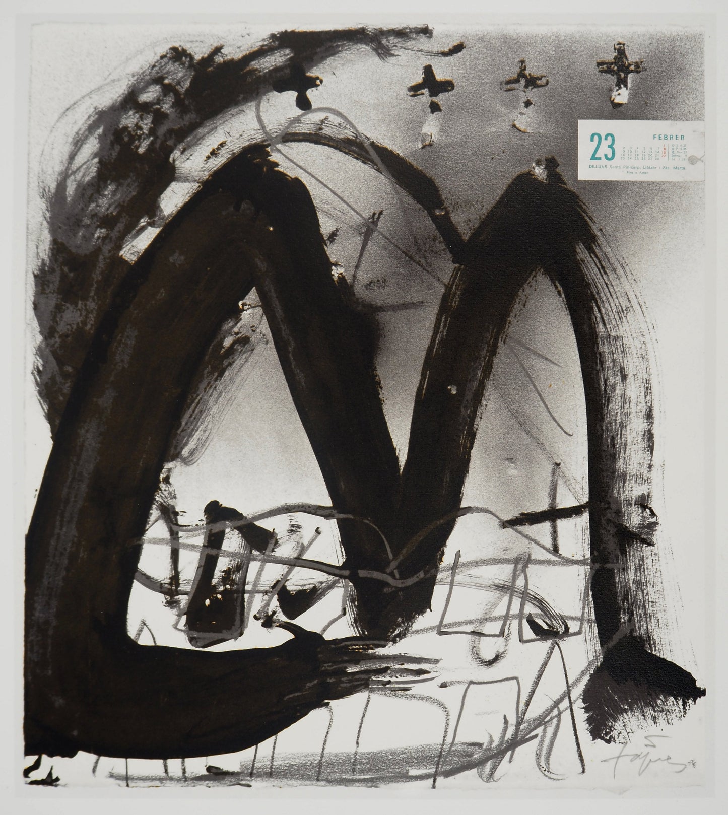Antoni TAPIES : Paysage abstrait - Lithographie signée