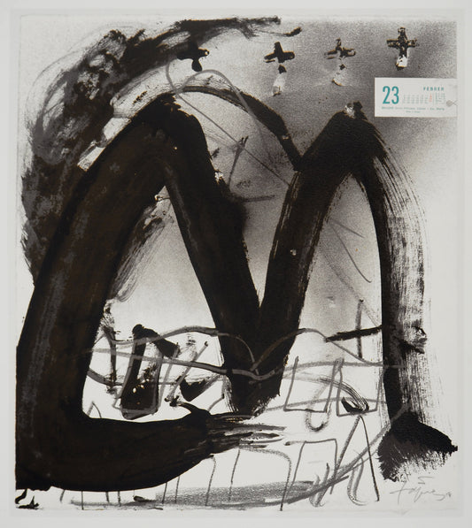Antoni TAPIES : Paysage abstrait - Lithographie signée
