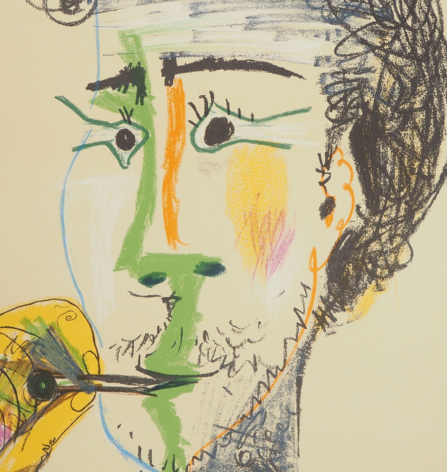 Pablo PICASSO : Homme à la marinière et à la cigarette - Lithographie signée (1966)