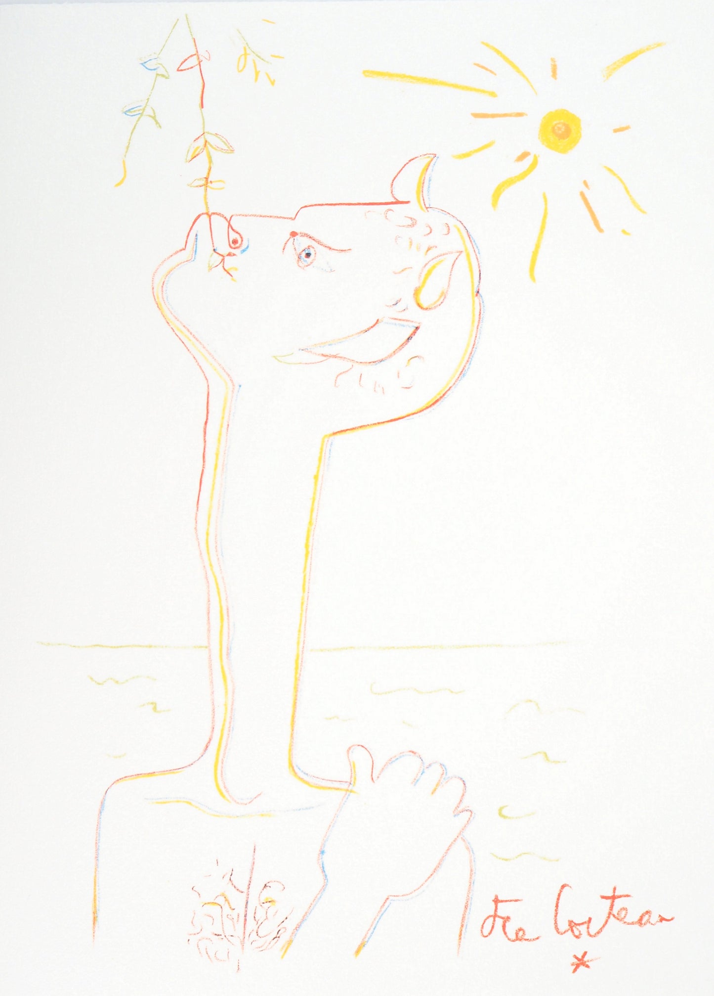 Jean COCTEAU : Faune au soleil - Lithographie signée