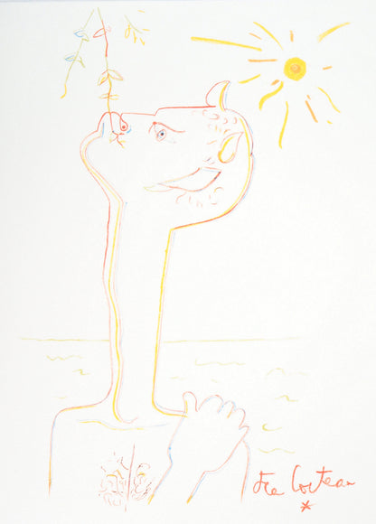 Jean COCTEAU : Faune au soleil - Lithographie signée