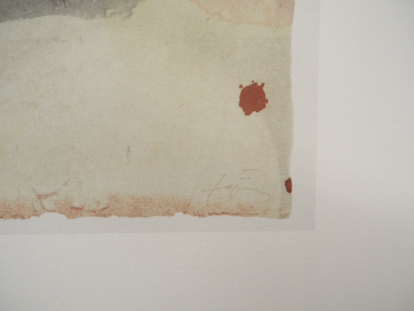Antoni TAPIES : Paysage abstrait aux deux croix - Lithographie signée