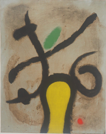 Joan MIRO : Femme jaune et oiseau - Lithographie signée