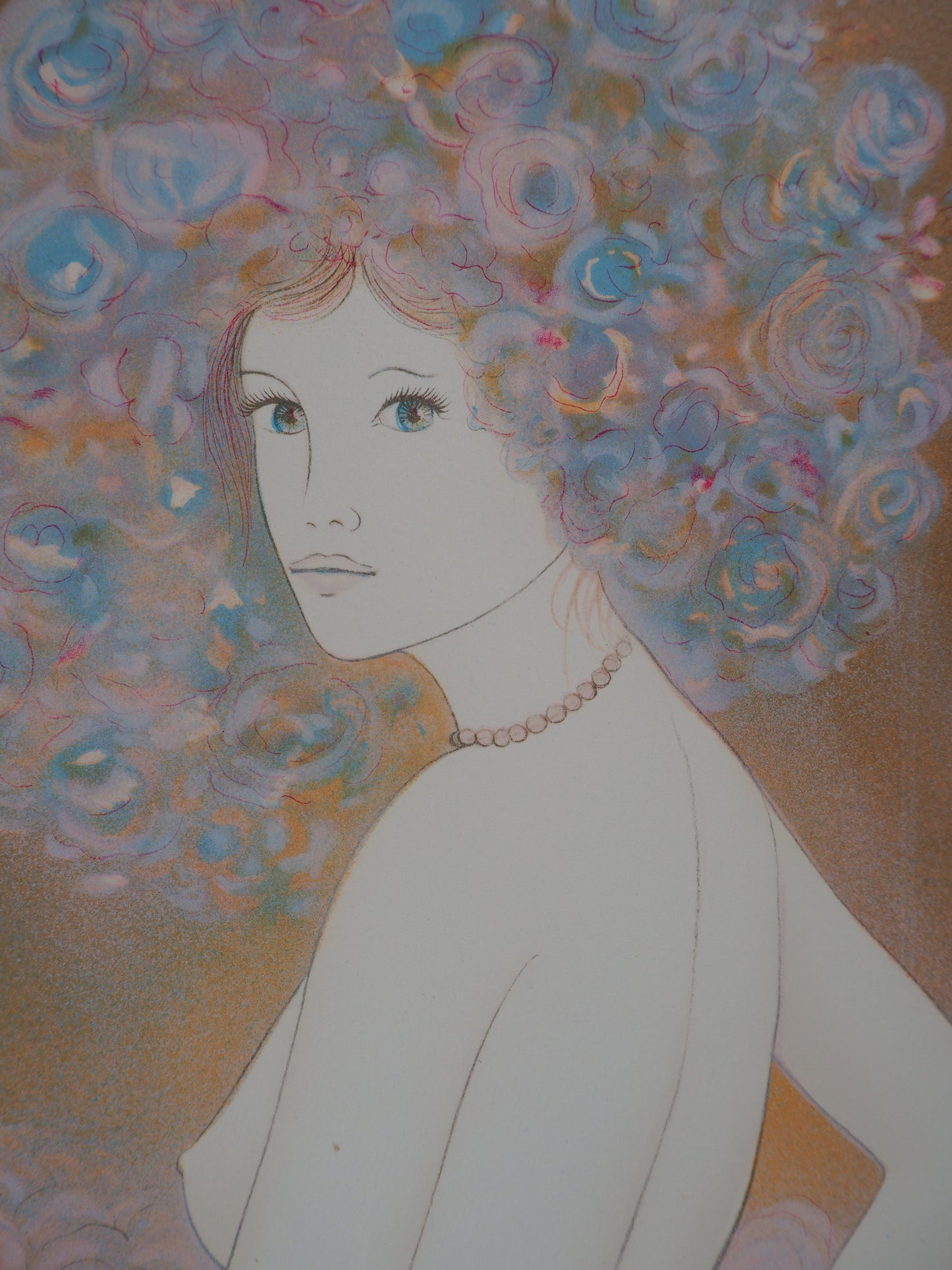Guy RIBES : Jeune fille en fleurs - Lithographie originale signée