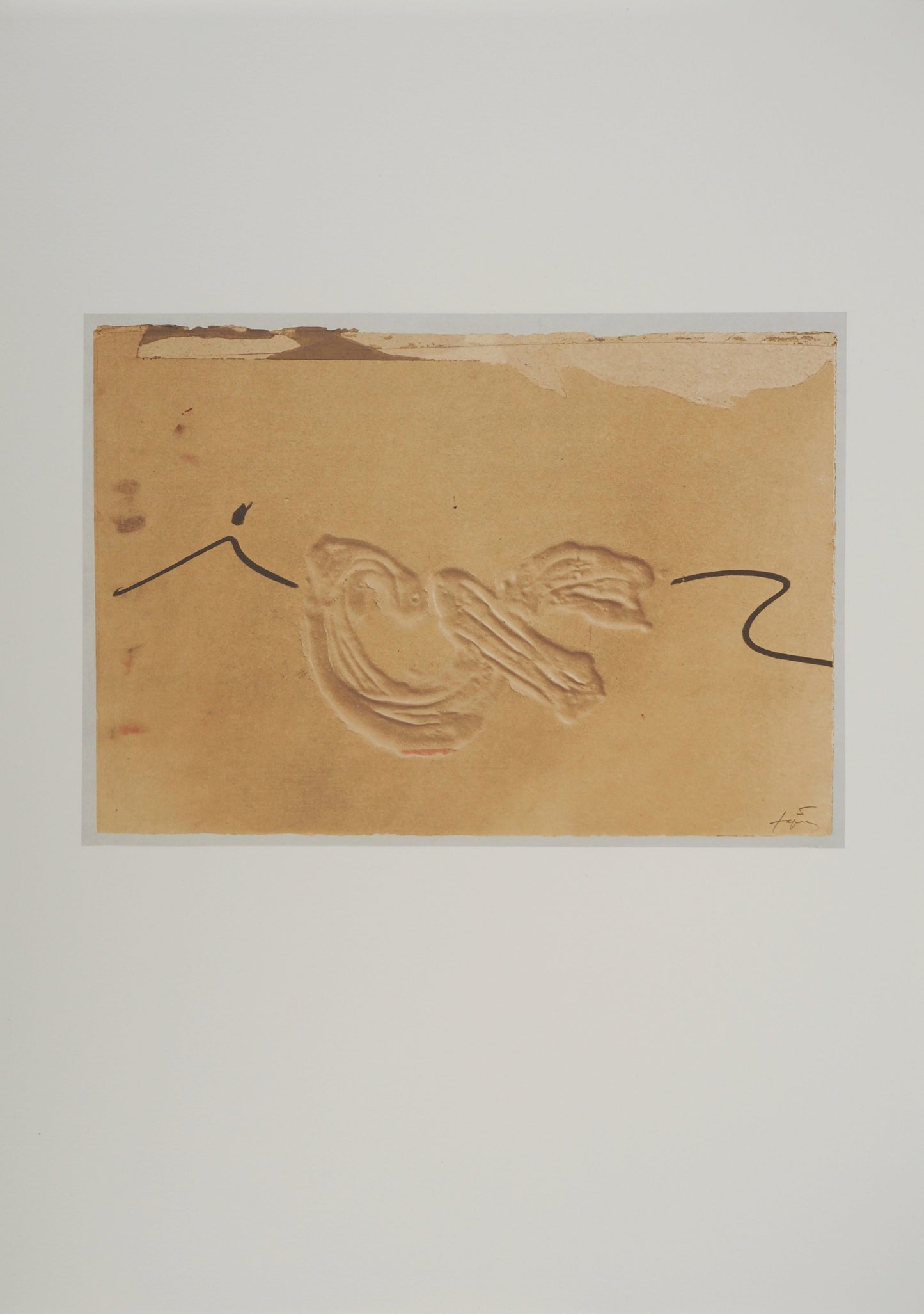 Antoni TAPIES : Relief, Tracés sur le sable - Lithographie signée