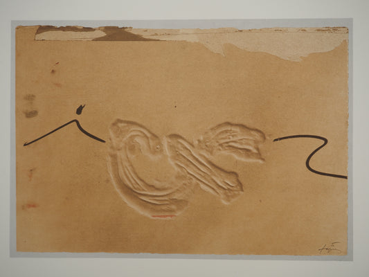 Antoni TAPIES : Relief, Tracés sur le sable - Lithographie signée