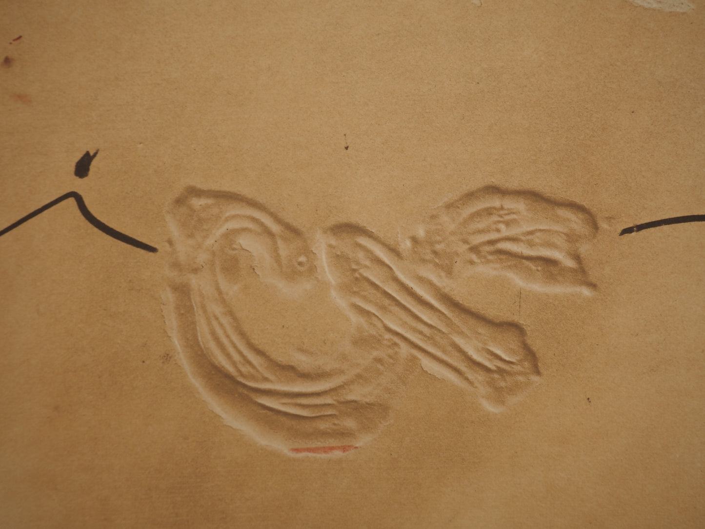 Antoni TAPIES : Relief, Tracés sur le sable - Lithographie signée