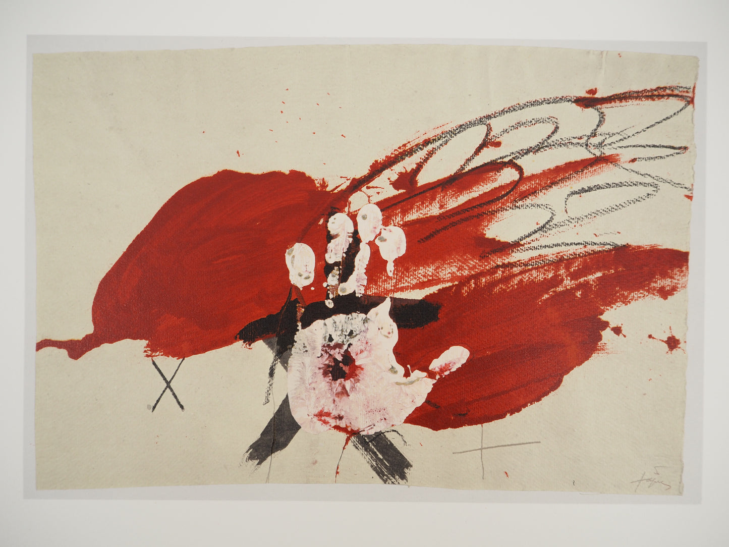 Antoni TAPIES : La Main blanche - Lithographie signée