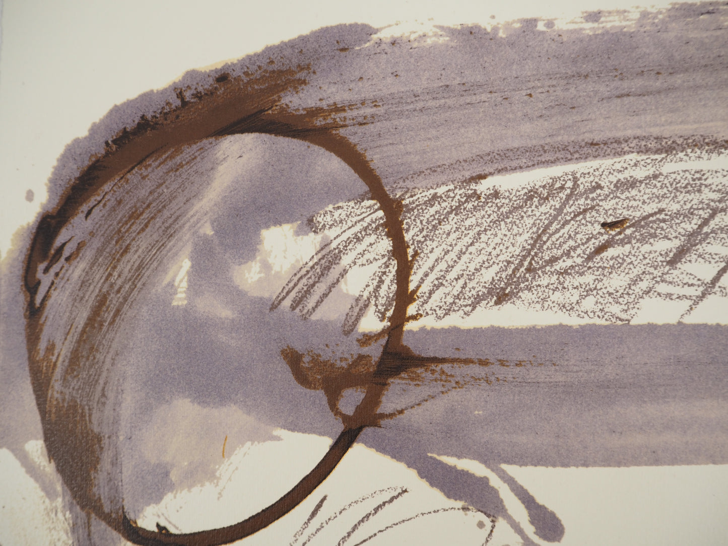 Antoni TAPIES : Composition expressive et deux cercles - Lithographie signée