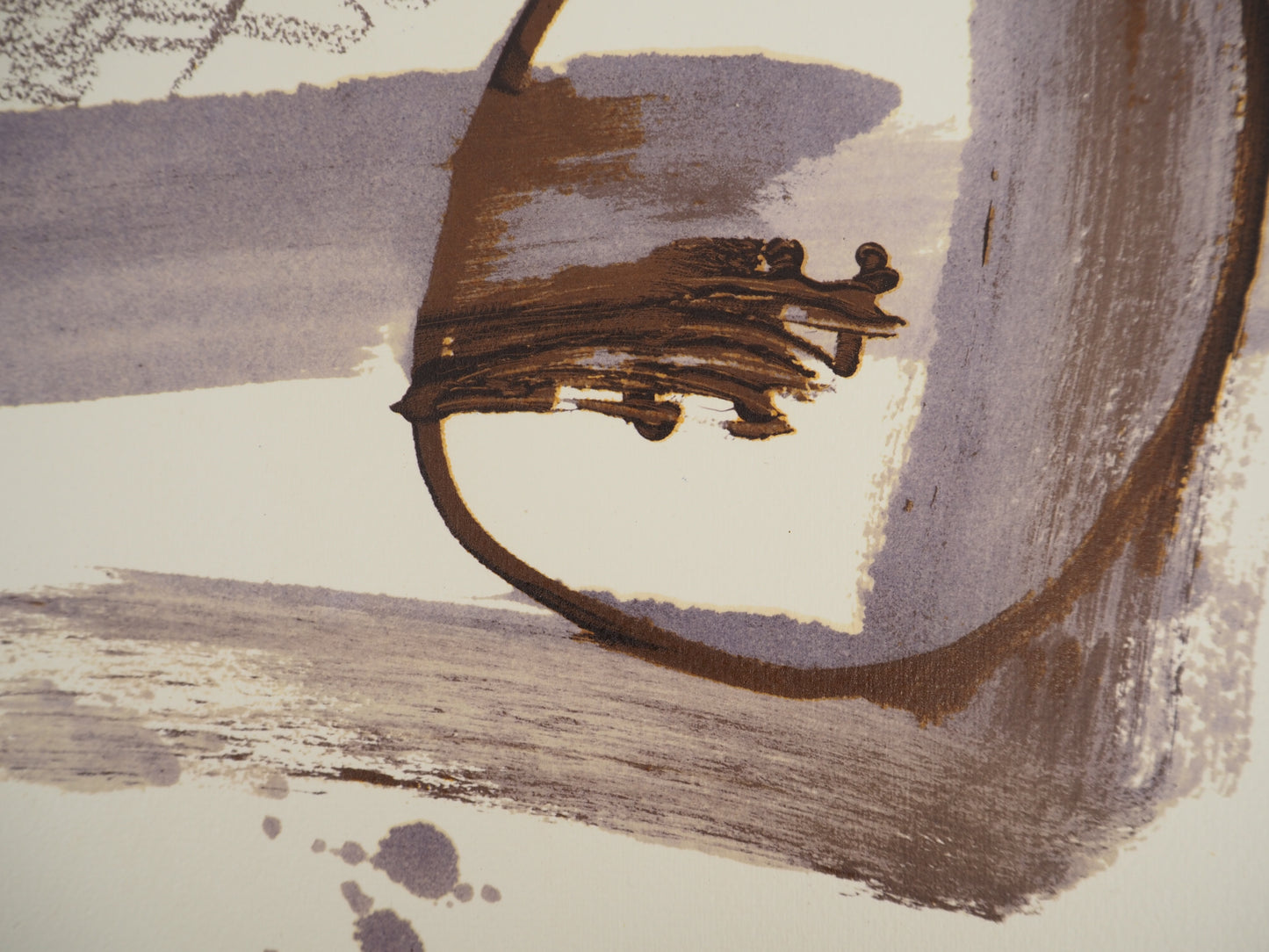 Antoni TAPIES : Composition expressive et deux cercles - Lithographie signée